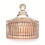 YILUSHENGHUA Colorful Glass Jar With Lid,Candy Cookie Jars,Jewelry Box,Buffet Jar Biscuit Containers Food Storage,Decorative Jar(Amber)