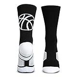 ChalkTalkSPORTS Basketball Performance Crew Socks - Basketball Silhouette Design - Black/White - Basketball Mid-Calf Socks - Adult