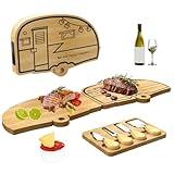 Nianjida Camping Cheese Board and Knife Set Foldable Bamboo Charcuterie Boards Gift Unique Cheese Cutting Board Birthday Gifts for Mom Dad House Warming Gifts for Women Men Wedding Gifts for Couple