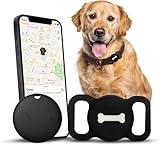 Romansei Smart Pet Tracker, Dog Tracker with Black Collar Holder, Smart Tag for Location Tracking, No Monthly Fee MFi Certificated, Work with Find My, No GPS Tracker, iOS Only (Black)