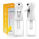 AMOMELA 2Pcs Continuous Spray Bottle For Hair,Ultra Fine Refillable Water Mister for Hair Styling, Plants, Cleaning, Salon, Misting & Skin Care（200ml/6.8oz Clear） (200ML 2PACK)