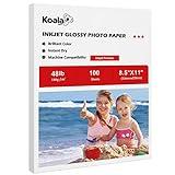 Koala Glossy Inkjet Photo Paper 8.5X11 Inches 48lb 100 Sheets Professional Glossy Photographic Paper Compatible with Inkjet Printer Use DYE INK 180GSM