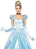 Leg Avenue 3 Piece Classic Cinderella Gown Full Length Family Friendly Princess Dress and Headband Set for Adult Women, Blue, Large