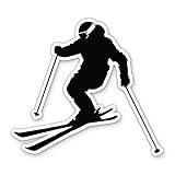 Skier Ski Sticker - 3" Laptop Sticker - Waterproof Vinyl for Car, Phone, Water Bottle - Downhill Skiing Shred Powder Decal