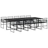 vidaXL Patio Dining Set 9 Piece, Garden Dining Furniture, Dining Table and Chair for Outdoor Backyard, Modern Style, Black Poly Rattan