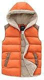 ZSHOW Women's Qulited Warm Winter Vest Hooded Fleece Vest Jacket(Orange,Large)