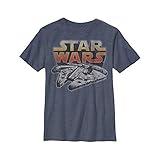STAR WARS Boy's The Falcon T-Shirt - Navy Blue Heather - X Large