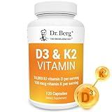 Dr. Berg Vitamin D3 K2 w/MCT Powder - Includes 10,000 IU of Vitamin D3, 100 mcg MK7 Vitamin K2, Purified Bile Salts, Zinc & Magnesium for Ultimate Absorption - K2 D3 Vitamin Supplement - 120 Capsule