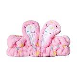 The Crème Shop 3D Teddy Headyband™ - Plush SPA Headband with Stretchy Elastic Band for Comfortable Fit - Ideal for Hair Control during Beauty and Skincare Routines (SUGAR BUNNY)