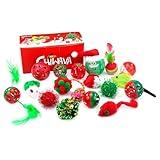 CHIWAVA 17 Pack Christmas Cat Toy Bag Set Assorted Toys Variety Pack Kitten Interactive Play