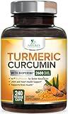 Turmeric Curcumin Supplement with BioPerine 95% Curcuminoids 2600mg with Black Pepper for Best Absorption, Bottled in USA, Best Natural Vegan Joint Support, Nature's Non-GMO Tumeric - 240 Capsules