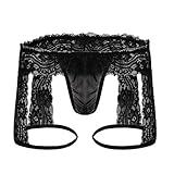 JEUROT Men's Jockstrap T-back Mens Underwear Butt-Flaunting Thong Undie Sexy Low Rise Bulge Pouch Under Panties Sexy Lingerie Briefs Cosplay Bow Tie Bodysuit Bondage Costume Clubwear Black