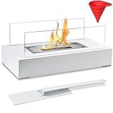 Poofzy Table Top Firepit Outdoor, Indoor Fire Pit Tabletop, Portable Tabletop Fireplace Bowl for Livingroom Porch Decorations Patio Backyard Decor Valentines Day Housewarming (White)