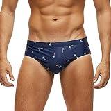 Arcweg Men's Swimming Trunks Briefs Low Waist with Removable Pad Swimwear Elastic Beach Shorts Boxers Underwear Coconut Tree