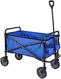 Amazon Basics Collapsible Folding Outdoor Utility Wagon for Sports, Garden, Camping, and Shopping, Large Capacity, Blue