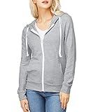 H2H Basic Lightweight Zip-Up Hoodie Long Sleeve Thin Jacket for Women with Plus Size GRAY US S/Asia S (CWOHOL020)