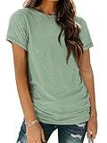 AUTOMET Shirts for Women Summer Spring Tops Short Sleeve Oversized T Shirts Fashion Basic Casual Tee Clothes 2024 Trendy 02lightgreen 2XL