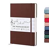 BEECHMORE BOOKS Blank Sheet Music Notebook - A4 156 Thick Pages 8.5 x 11.5 inch, 10-Staff Hardcover Vegan Leather 120gsm Composition Manuscript Paper - Boxed for Gifts Writers, Musicians