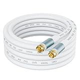 GOSYSONG White RG6 Coaxial Cable 30ft Super Speed Internet, Broadband and Digital TV Aerial, Satellite RG6 Coaxial Extension Cable