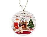 Yanashop88 English Mastiff Christmas Ornament | English Mastiff's First Christmas | Dog Ornament | My First Christmas Dog | Pet Christmas Ornament | Christmas for Dogs Both Sides White