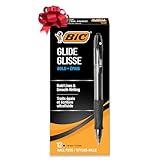 BIC Glide Bold Black Ballpoint Pens, Bold Point (1.6mm), 12-Count Pack, Retractable Ballpoint Pens With Comfortable Full Grip