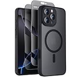 Symcele Designed for iPhone 16 Pro Max Case, Compatible with MagSafe, with Privacy Screen Protectors X2, [Camera Protection] [15FT Military Drop Protection] Shockproof Phone Case, 2024, Black