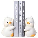 JARPSIRY Cute Hug Ducks Decorative Bookends, Unique Book Ends to Hold Books Creative Resin Book Holder Stopper for Home Office Desk Bookshelf Decoration