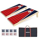 Cornhole Set, 4x2 ft Cornhole Boards Games Set, Solid Wood Corn Holes Outdoor Game, Regulation Corn Hole Sets with Bags Includes 2 Boards, 8 Beans Bags & Case, Perfect for Lawn, Backyard, Beach, Park