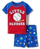 The Children's Place,Baby Boys,and Newborn Snug Fit 100% Cotton Short Sleeve Top and Shorts 2 Piece Pajama Set,Baseball,12 Months,18 Months