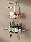 VALORDINE Shower Caddy Hanging, Shower Organizer Hanging, Aluminum Shower Racks for Inside Shower with Hooks for Razor, Never Rust Bathroom Organizers and Storage with Soap Holder, Gold
