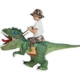 One Casa Inflatable Dinosaur Costume Riding T Rex Air Blow up Funny Party Halloween Costume for Kids (4-6 Yrs)