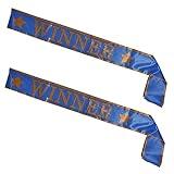 Beistle 2 Piece Blue And Gold Winner Satin Sashes Celebrate In Style At Parties, Contests, Sporting Events And Competitions, 33" x 4"