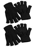 Cooraby 2 Pairs Unisex Warm Half Finger Gloves Winter Fingerless Gloves (L for Adults, M for Teens, S for Kids)