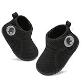 FEETCITY Baby Sock Shoes Infant High-Top Sneakers Baby First Walking Shoes Boys Girls Infant Crib Shoes Black