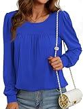 Neineiwu Womens Long Sleeve Tunic Tops Crew Neck Casual Trendy Dressy T Shirts(Royal Blue,Large)