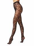 EVERSWE High Waist Fishnet Tights, Thigh High Suspender Stockings (Allover Flower, SM)