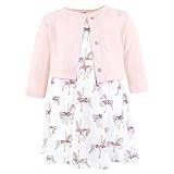 Hudson Baby Infant and Toddler Girls Cotton Dress and Cardigan Set, Carousel Horse, 18-24 Months