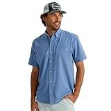 HUK Standard Kona Solid Short Sleeve Fishing Button Down Shirt for Men, Quiet Harbor