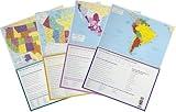 Sales4less Learning Educational Workbook Eight Geography Full Color Detailed Laminated Maps USA,World,Canada,Mexico,South America,Europe,Africa and Asia