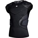 COOLOMG Youth Football Chest Rib Protector Kids Padded Compression Shirt for Rugby Lacrosse Black M