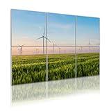 6 Pack Art Acoustic Panels Group windmills for electric power production green field wheat Sound Absorbing Panel 48"x72" Soundproof Wall Panels Acoustic Wall Art for Studios, Office, Theaters