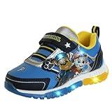 Kids Paw Patrol Boys Shoes LED Lightup Lightweight Breathable - Chase and Marshall Slipon Athletic Tennis Sneakers - Yellow/Blue (Size 10 Toddler)