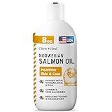Salmon Oil for Dogs - Premium Fish Oil for Skin and Coat Health - Omega 3 Supplement - Supports Itchy Skin - 8 oz Liquid - Norwegian Dog Salmon Oil - Essential Dog Supplement