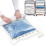 TAILI 12 Pack Travel Compression Bags, Cream Roll Up Space Saver Bags (6 Large, 6 Medium), No Vacuum Needed Reusable Packing Bags for Luggage, Suitcase, Backpack, Travel Essentials