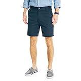 Nautica Men's Classic Fit Flat Front Stretch Solid Chino 8.5" Deck Shorts, True Navy, 36W