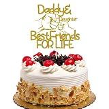 Happy Father's Day Cake Topper, Best Dad Ever Cake Decor, Daddy and Daughter Best Friends for Life, Daughters' Gifts for Dads Birthday/Fathers Day, Gold Glitter