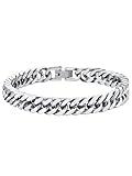 Mens Cuban Bracelet Chain 316L Stainless Steel Punk Double Curb Bracelet 8mm 21cm