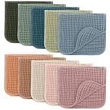 Comfy Cubs Muslin Burp Cloths 20" x 10", Pack of 10 - Large, 6-Layer, Ultra Absorbent 100% Cotton for Baby Drool and Messes - Soft, Safe & Gentle Baby Burp Cloths for Boys & Girls - Multi