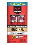 Jack Link's Beef Steak, Original - Protein Snacks, Meat Snack with 12g of Protein, Made with 100% Beef, Individually Wrapped Bulk Snack Pack, Keto Friendly - 1 Oz. (12 Count)