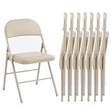 NEWBULIG Folding Chairs for Outside, Outdoor & Indoor Event Portable, Comfortable and Lightweight, 8 Pack, Khaki